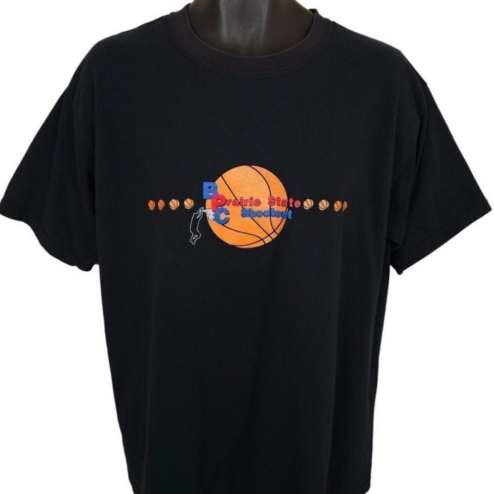 Vintage Prairie State College T Shirt Mens Size Large Black 90s Y2K Basketball